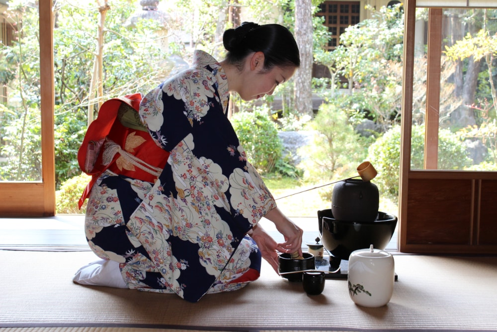 tea ceremony in a garden tea ceremony in a garden